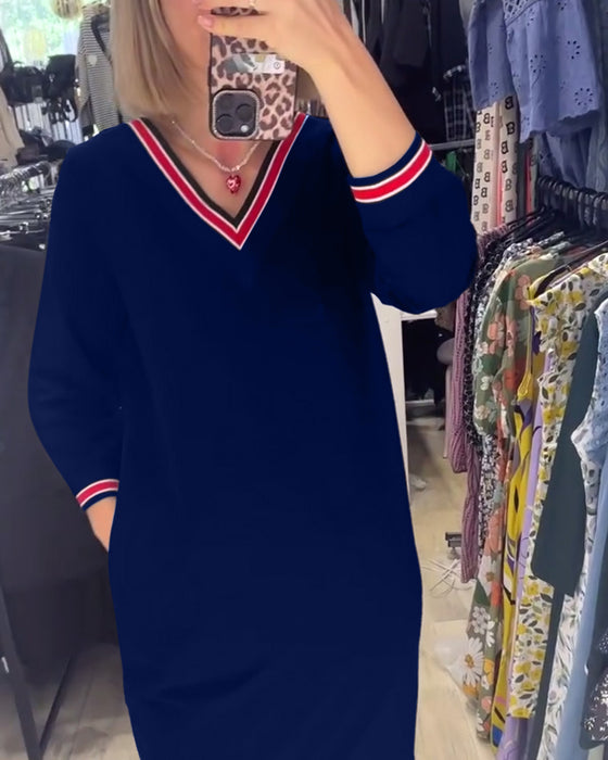 V-hals kjole med lommer