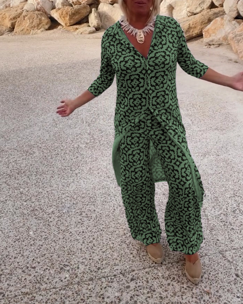 Vintage trykt sett med jakkeslag og knapp