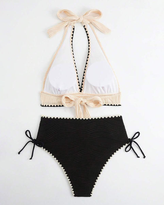 Bikini To-dels Set Med Halterhals og Kontrastfarge Design