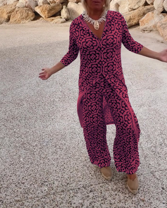 Vintage trykt sett med jakkeslag og knapp