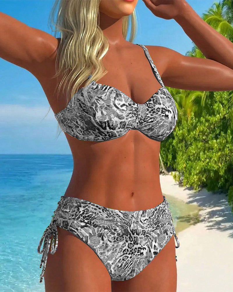 Øyenfangende Delte Badedrakt med Leopardmønster