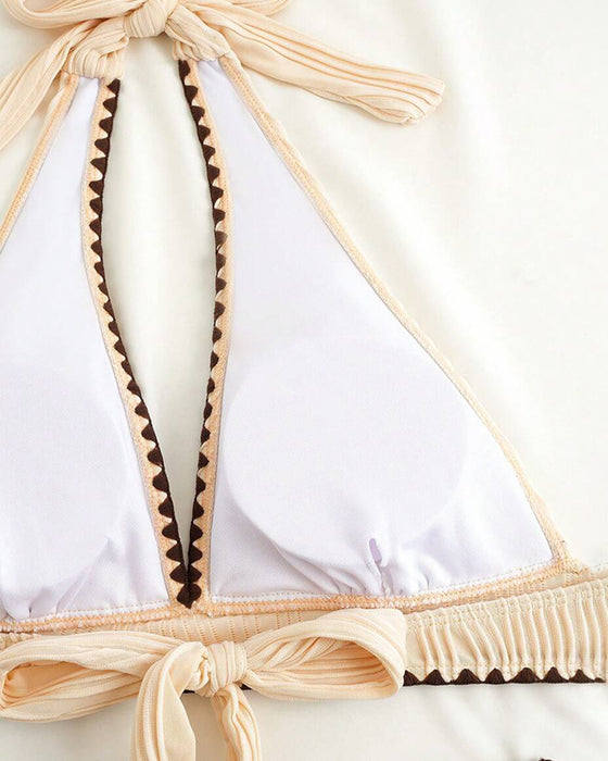 Bikini To-dels Set Med Halterhals og Kontrastfarge Design