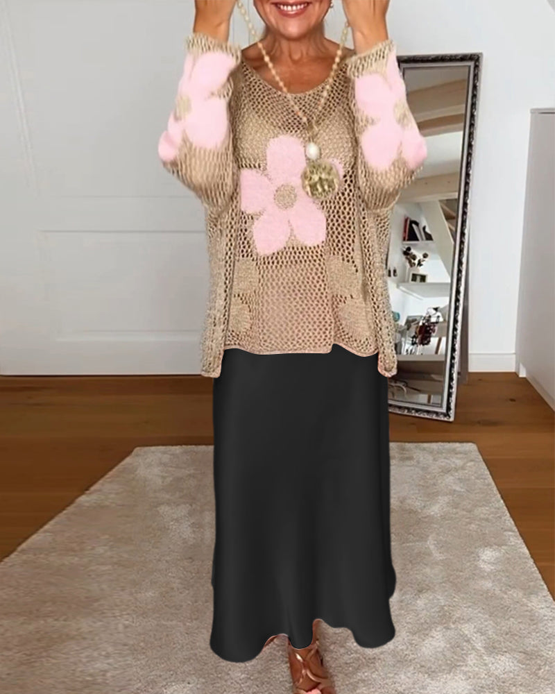 Elegant skjørt med solid farge og fold