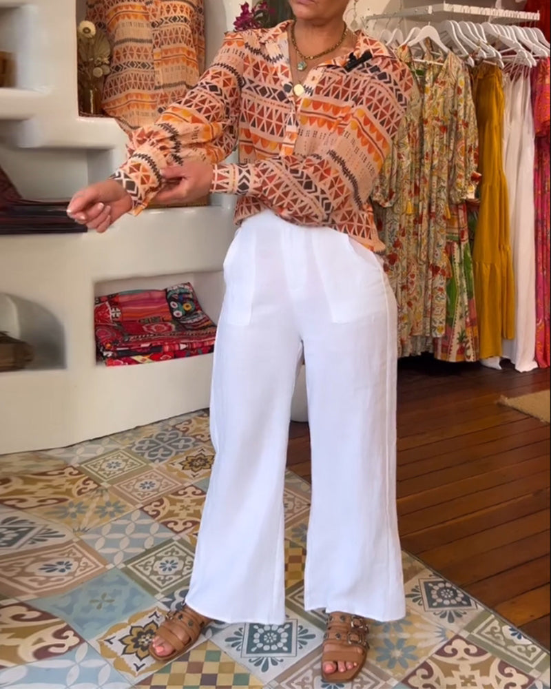 Skjorte med jakkeslag og retrotrykk