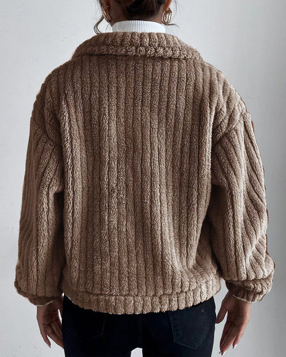 Uformell ensfarget jakke med jakkeslag med lange ermer fortykket