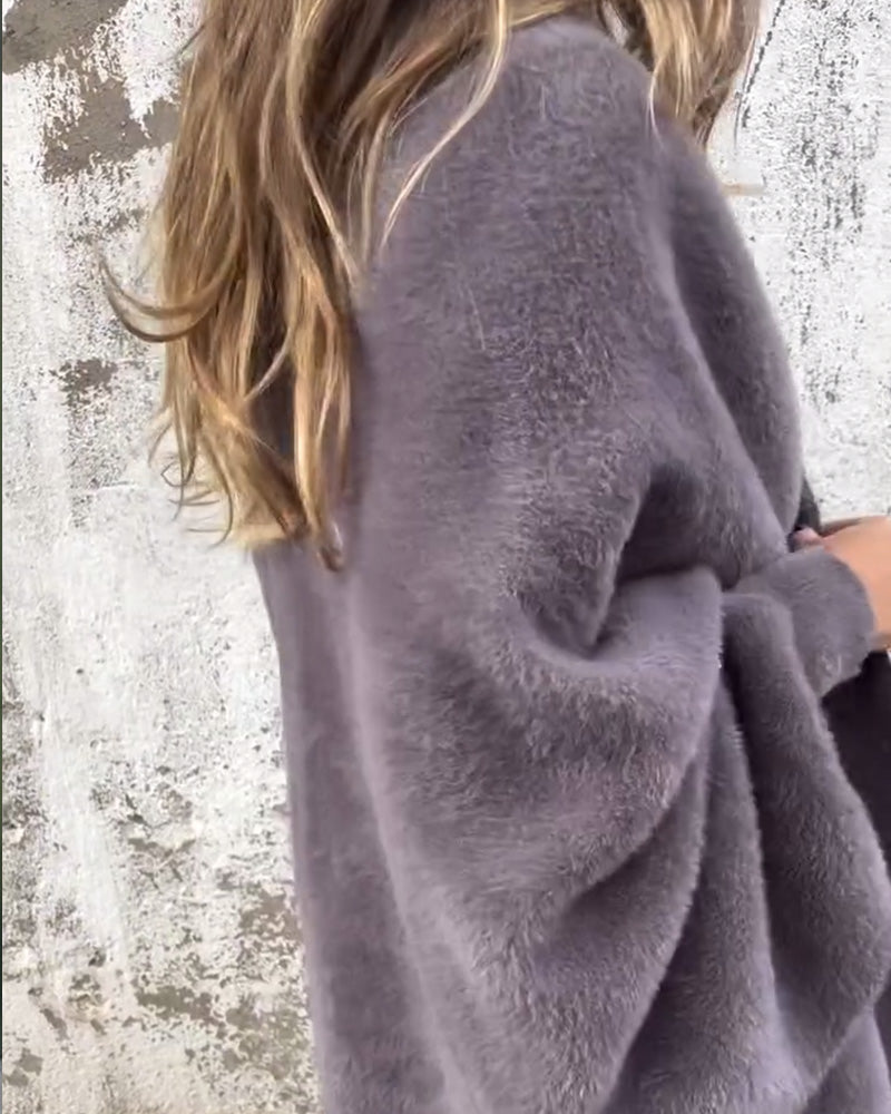 Uformell cardigan med solid farge og frynser