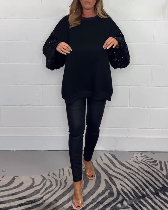 Rundhalset langermet casual genser