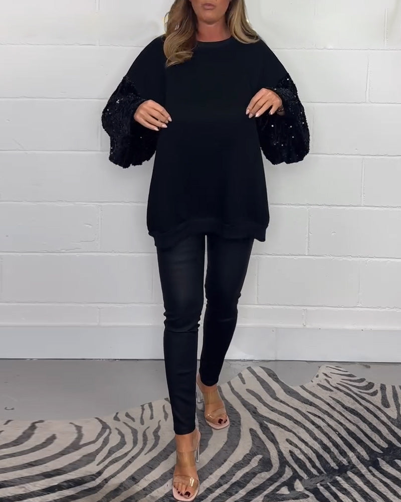 Rundhalset langermet casual genser