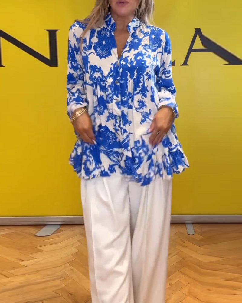 Langermet bluse med fresh print