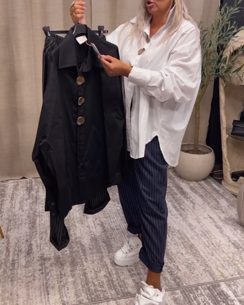 Stilig ensfarget skjorte med jakkeslag