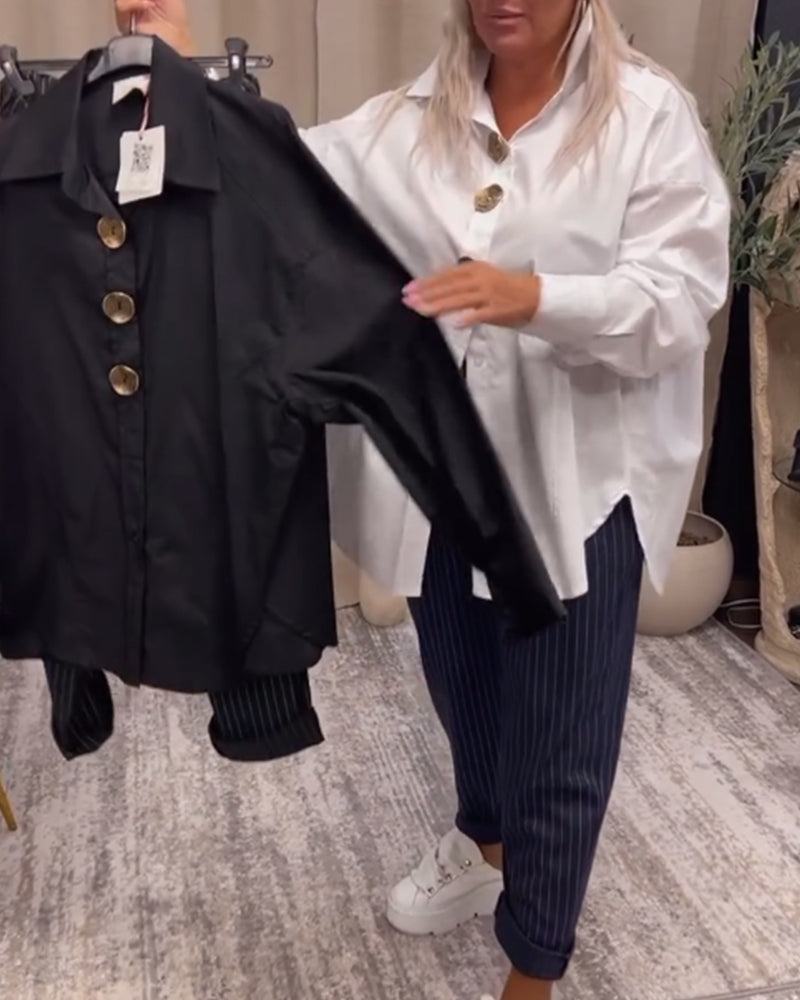 Stilig ensfarget skjorte med jakkeslag