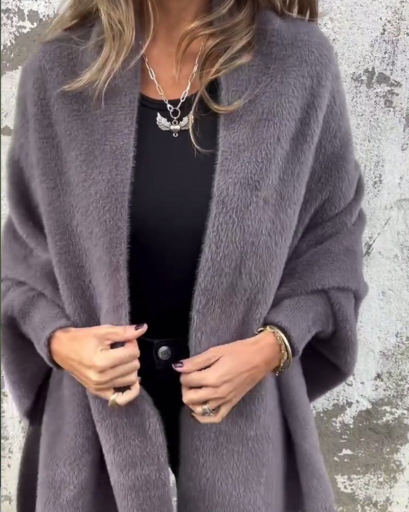 Uformell cardigan med solid farge og frynser