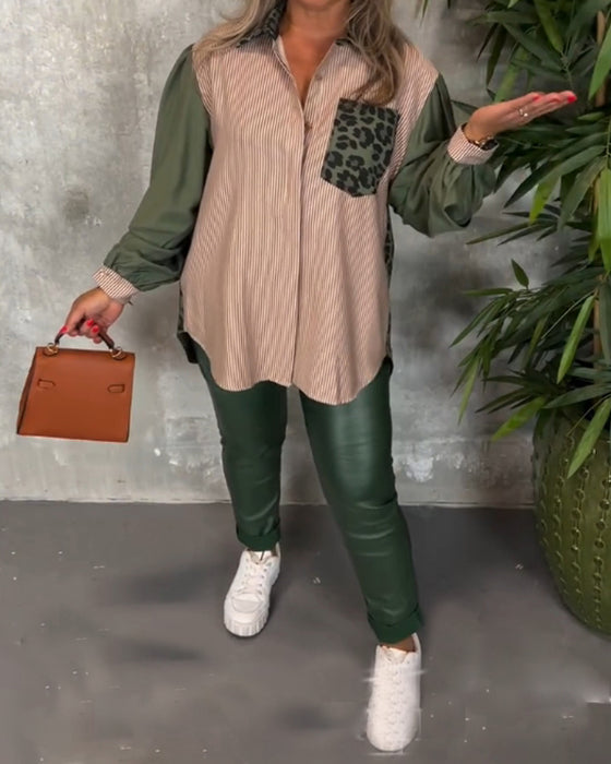 Skjorte med leopardmønster i jakkeslag med lanterne