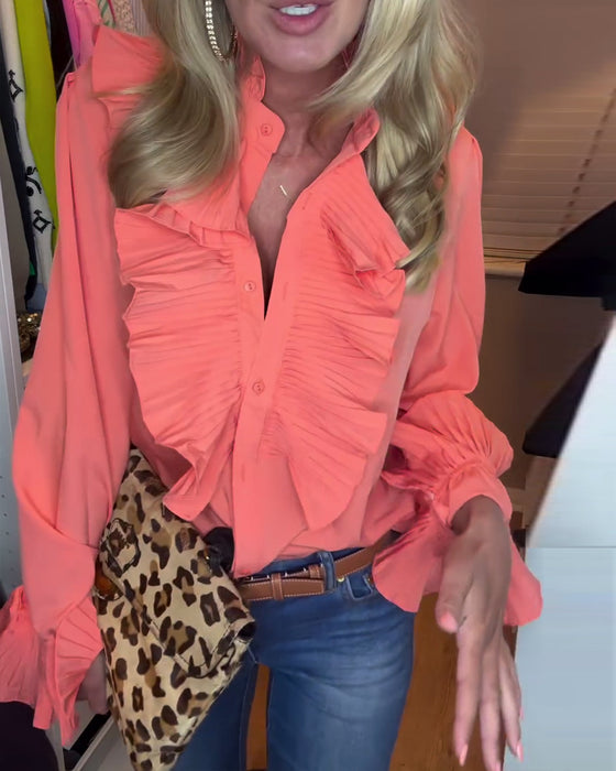 Patchwork volang ensfarget langermet topp