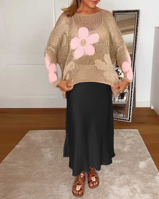 Elegant skjørt med solid farge og fold