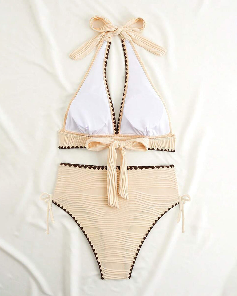 Bikini To-dels Set Med Halterhals og Kontrastfarge Design