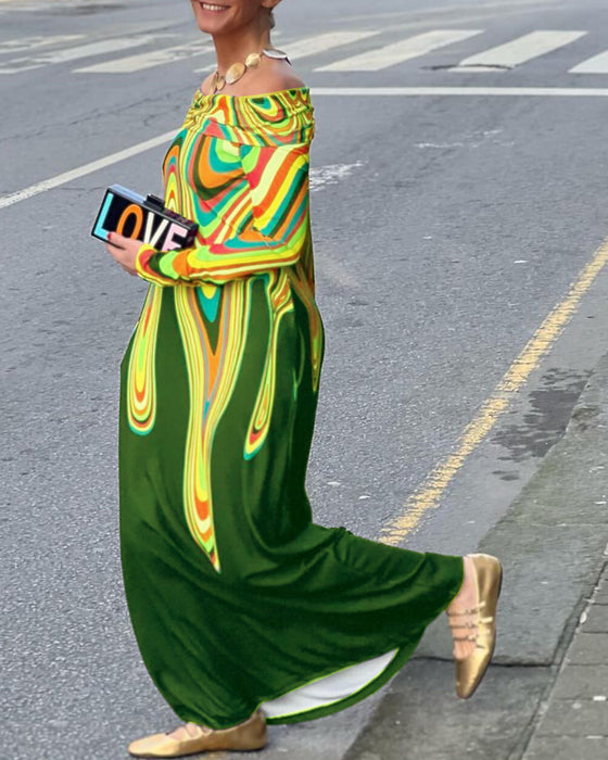 Langermet elegant maxikjole off shoulder