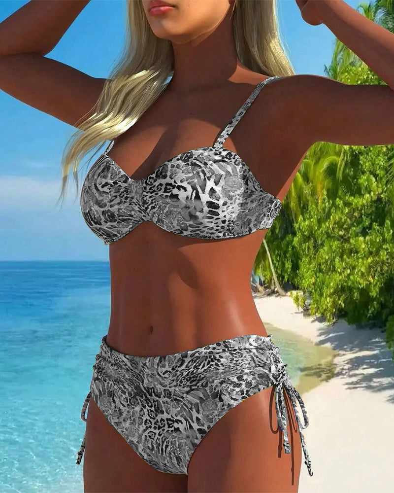 Øyenfangende Delte Badedrakt med Leopardmønster