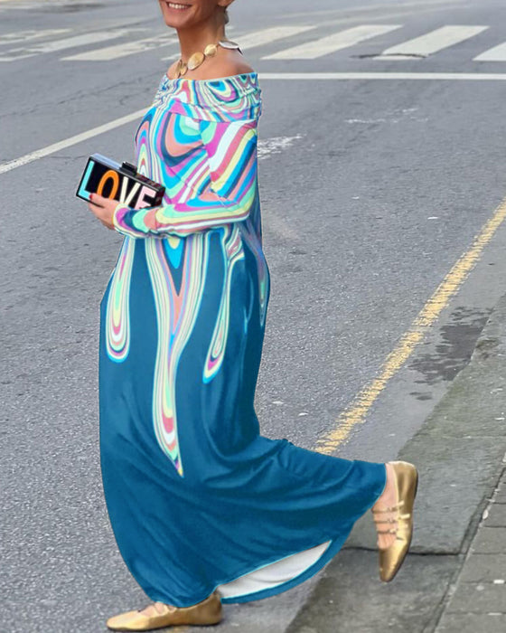 Langermet elegant maxikjole off shoulder