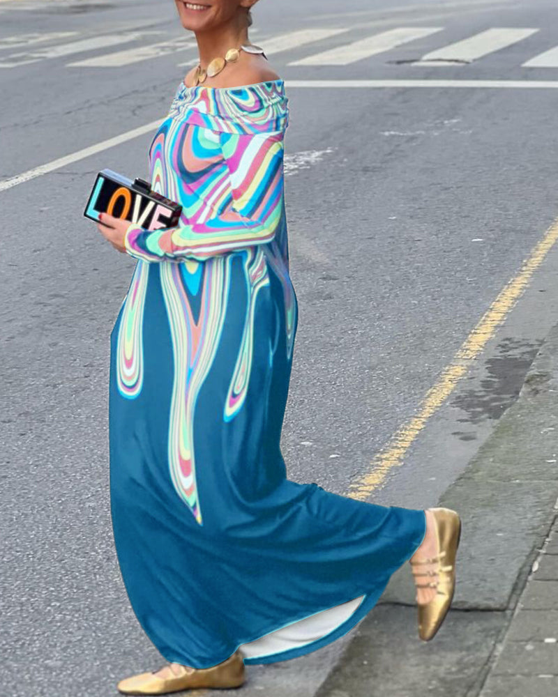 Langermet elegant maxikjole off shoulder