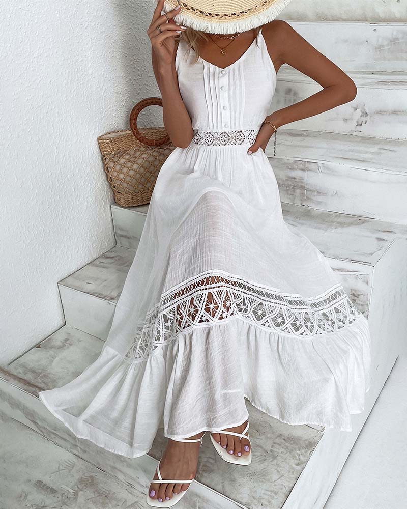 Ensfarget elegant seleselekjole med blonder