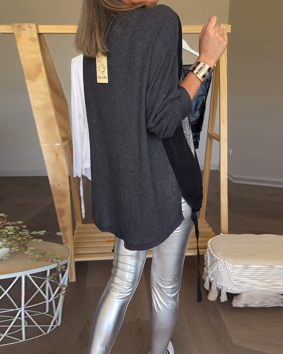 Langermet casual topp med rund hals