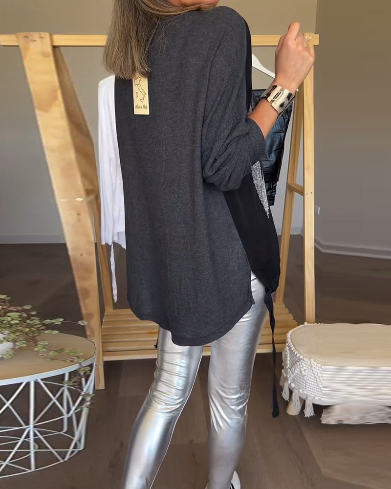 Langermet casual topp med rund hals