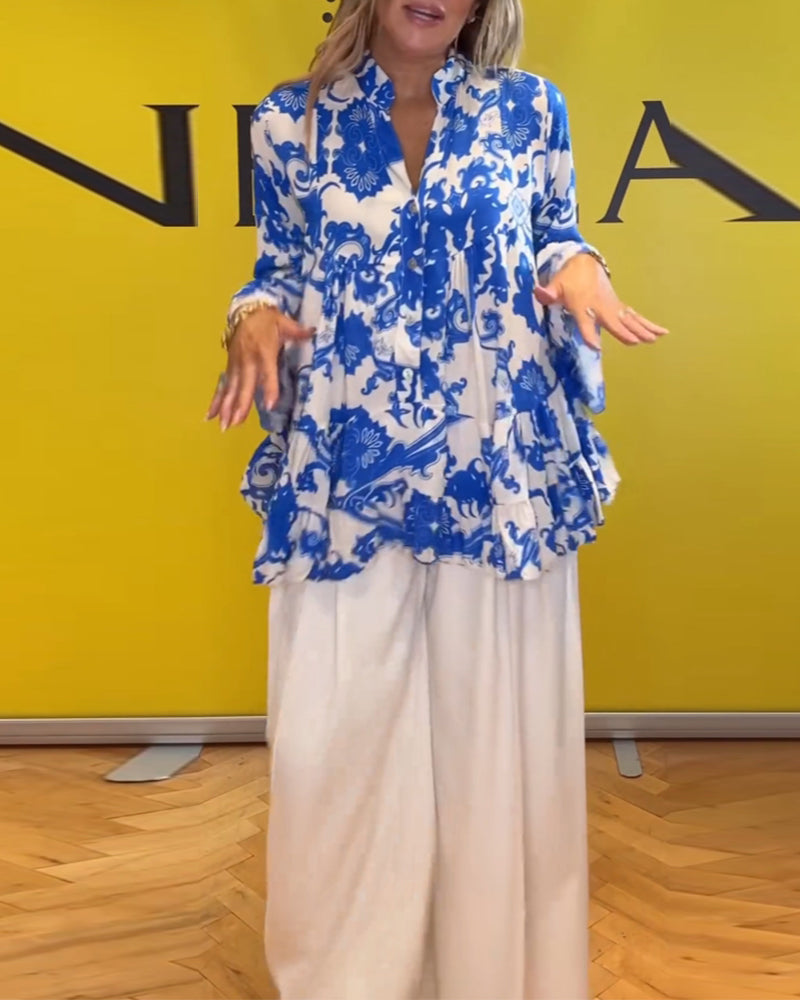 Langermet bluse med fresh print