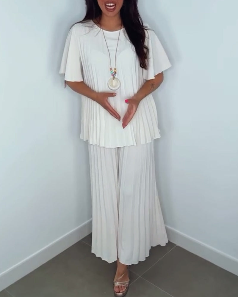 Ensfargede plisserte løse sett