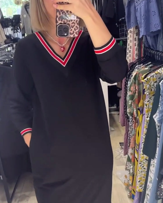 V-hals kjole med lommer