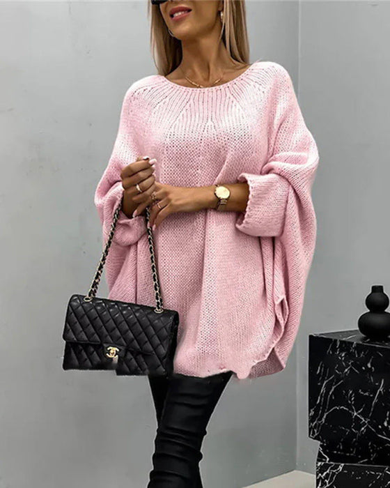 Elegant strikket cape-genser for kvinner