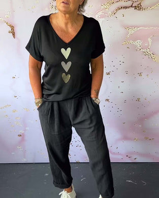 Kortermet kjærlighetsbluse med V-hals