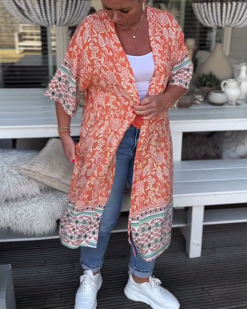 Fasjonabel feriestrandkåpe med trykk