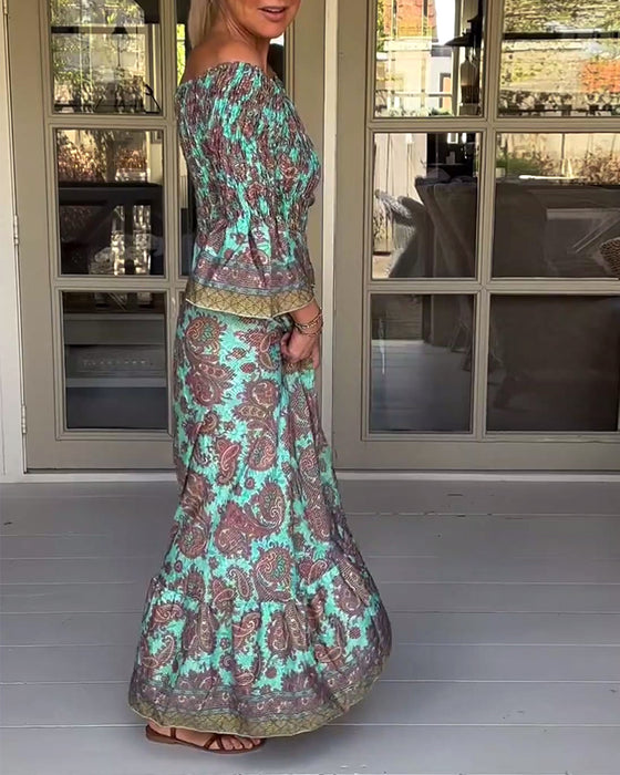 Uformell kjole med retrotrykk med én skulder