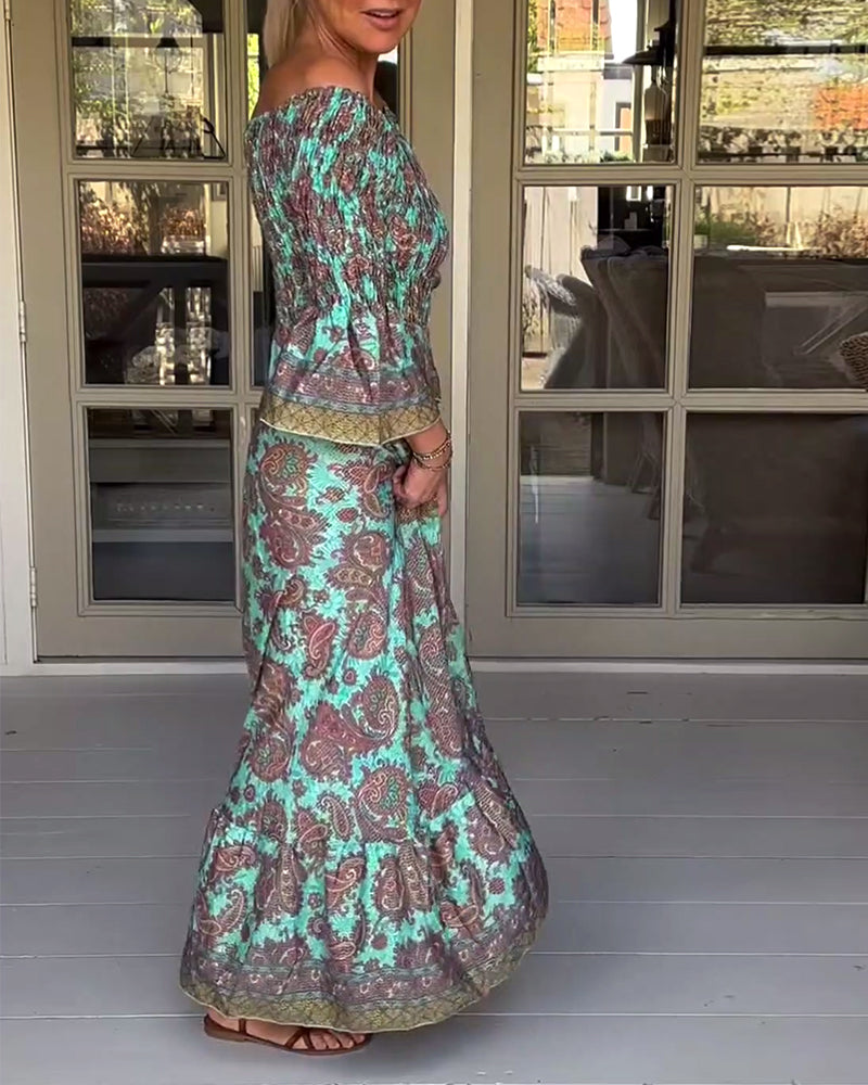 Uformell kjole med retrotrykk med én skulder