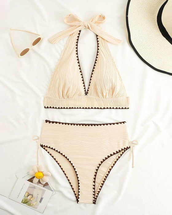 Bikini To-dels Set Med Halterhals og Kontrastfarge Design