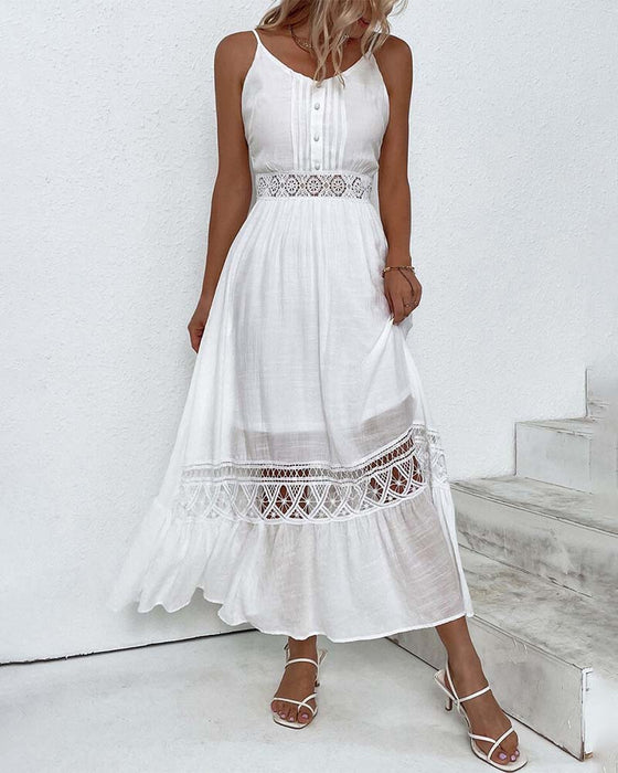 Ensfarget elegant seleselekjole med blonder