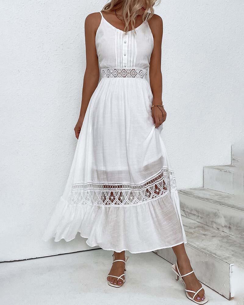 Ensfarget elegant seleselekjole med blonder