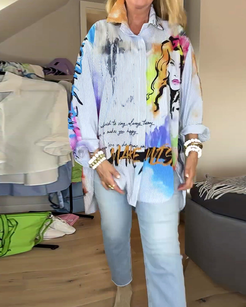 Tankkjole med fargerikt trykk og stativkrage