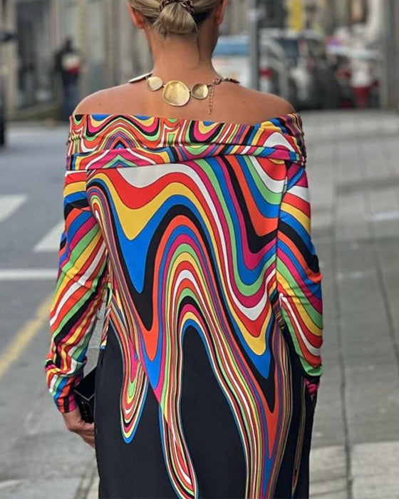 Langermet elegant maxikjole off shoulder