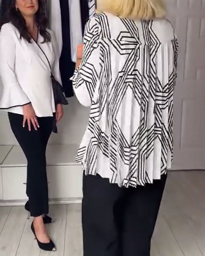 Plissert topp med kontrasttrykk