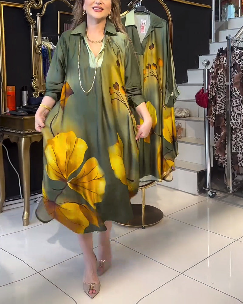 Jakkeslagslomme kjole med ombre-trykk