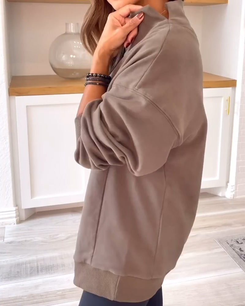 Retro ensfarget sweatshirt med delt stativ
