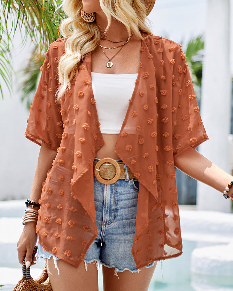 Ensfarget jacquard halvermet tynn overfrakk