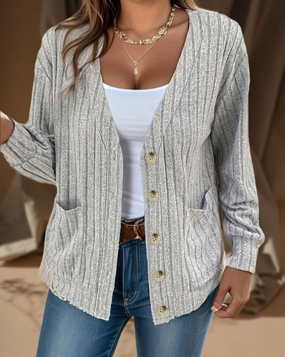 Ensfarget V-hals langermet kåpe