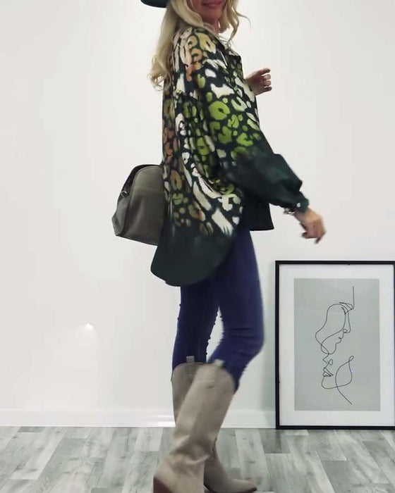 Fritidsskjorte med leopardmønster