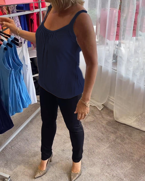 Plissert solid tilfeldig ermeløs topp