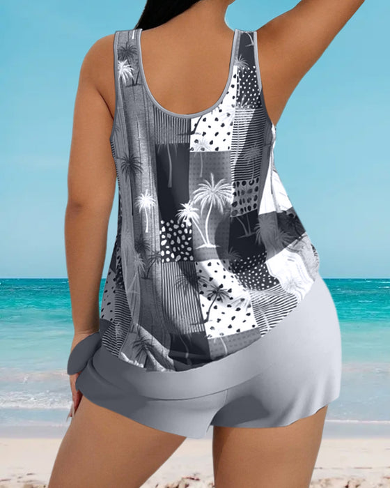 Tankini-badedraktsett med kokosnøtttrykk