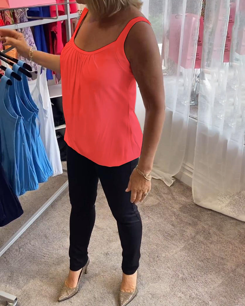 Plissert solid tilfeldig ermeløs topp