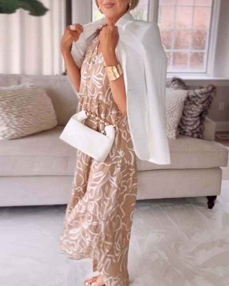 Skjørt Med Short-sleeved Pocket Dress Med Geometriske Prints Stil